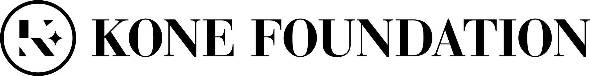 Kone Foundation's logo. The name of the foundation is written in capital letters. In front of the name, there are parts of the letter 'K' inside a circle, along with a small star.